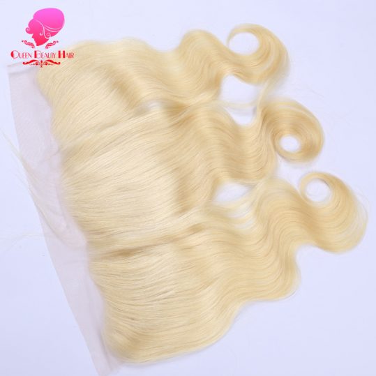 QUEEN BEAUTY HAIR Brazilian Remy Human Hair 613 Blonde Lace Frontal Closure Free Part Body Wave 13x4 Bleached Knots Baby Hair