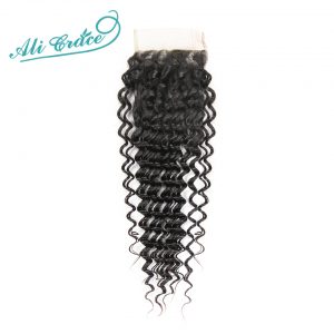 Ali Grace Hair Brazilian Deep Wave Lace Closure 4*4 Free Part Human Hair Closure 120% Destiny Swiss Lace Remy Hair Closure