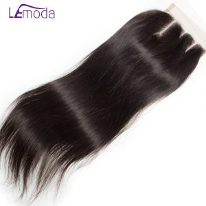 Three Part Straight Closure Le Moda Brazilian Hair 4X4'' Swiss Lace Closure 100% Human Hair Closure Remy Hair Can be Bleached