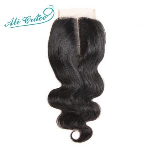 ALI GRACE Brazilian Body Wave Lace Closure 4*4 Middle Part 120% Medium Brown Swiss Lace Remy Human Hair Free Shipping