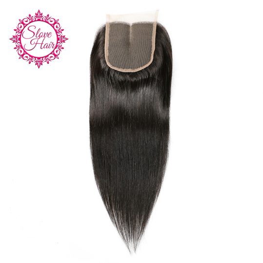 Slove Hair Brazilian Remy Straight Human Hair Lace Closure Middle Part Natural Color Bleached Knots Pre Plucked With Baby Hair