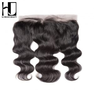 [HJ WEAVE BEAUTY] Brazilian Lace Frontal Closure Body Wave Remy Hair 13*4 Plucked Natural Hairline 100% Human Hair