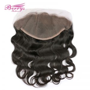 [Berrys Fashion] Lace Frontal Closure Brazilian Body Wave Human Hair 13x6 Lace Frontal Free Part Bleached Knots Remy Baby Hair
