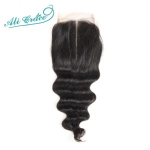 ALI GRACE Hair Brazilian Loose Wave 4*4 Middle Part Closure 120% Destiny Swiss Lace 10-20 Inch Remy Human Hair Natural Color
