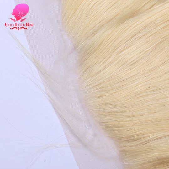 QUEEN BEAUTY HAIR Brazilian Remy Hair 13"X4" Free Part 613 Blonde Lace Frontal Closure Straight Human Hair 130% Density