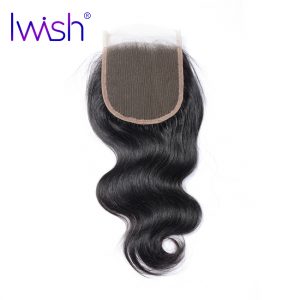 Iwish Brazilian Body Wave Hair Closure 4x4 inch Swiss Lace Closure Free Part 100% Human Remy Hair 8-20 inch Hand Tied Closure