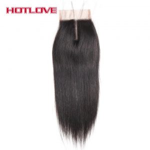Hotlove Hair Straight Lace Closure Middle Part 4x4 Size Remy Human Hair  8"-18" Natural color