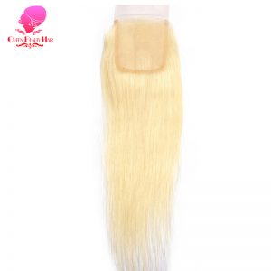 QUEEN BEAUTY HAIR Brazilian 613 Blonde Lace Closure Straight 4x4 Remy Human Hair Closure Free Part Bleached Knots With Baby Hair