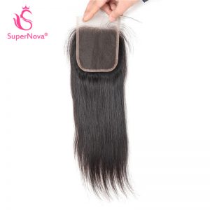 Supernova Brazilian Lace Closure Straight Hair Remy Hair Natural Color 100% Human Hair Free Part 4''x 4'' Free Shipping