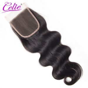 Celie Hair Brazilian Body Wave Closure Remy Hair Weave 4x4 Lace Closure Free Part Swiss Lace With Baby Hair