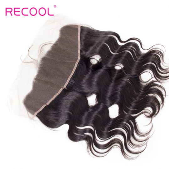 Recool Hair Lace Frontal Closure Brazilian Body Wave 100% Remy Human Hair Natural Color 13x4 Ear To Ear Free Part Lace Frontal
