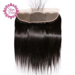 Slove Hair Brazilian Lace Frontal Closure Straight 13x4 Free Part Remy Human Hair Bleached Knots Pre Plucked With Baby Hair