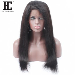 HC Hair 360 Lace Frontal With Baby Hair 1 Bundle Brazilian Straight Hair Closure 100% Remy Human Hair Natural Color Pre Plucked