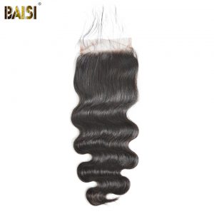 BAISI Brazilian Body Wave Swiss Lace Closure 4*4, Remy Hair Closure  Free Shipping