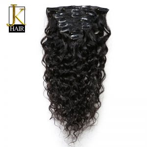JK Hair Brazilian Remy Natural Wave Hair Clip In Human Hair Extensions Natural Color 8 Pieces/Set Full Head Sets 120G Ship Free