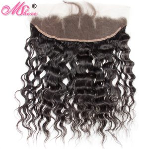 Pre plucked 13*4 Ear To Ear Lace Frontal With Baby Hair Brazilian Water Wave Remy Hair Mshere Human Hair Closure Natural Black
