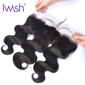 Iwish Body Wave Human Hair 13x4 Inch Ear To Ear Lace Frontal Closure Free Part 130% Density Hand Tied Remy Hair 1 Piece