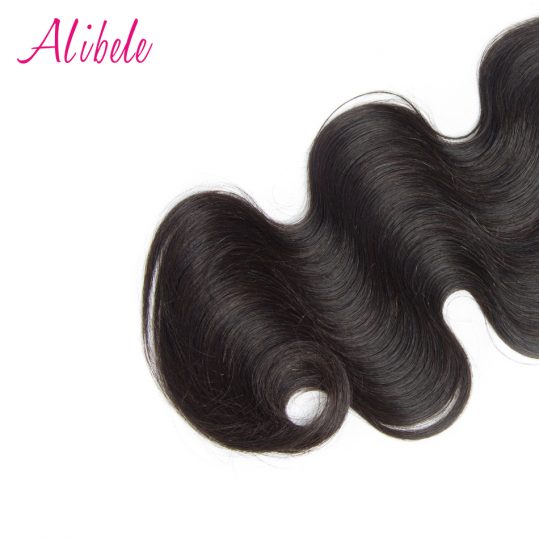 Alibele Brazilian Body Wave Hair 4"X4" Lace Closure Free Part 1 Piece 100% Remy Human Hair Medium Brown Swiss Lace Free Shipping
