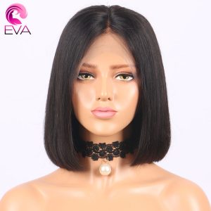 Eva Hair Pre Plucked Full Lace Human Hair Bob Wigs For Black Women 8"-14" Middle Part Brazilian Remy Hair Short Straight Cut Wig