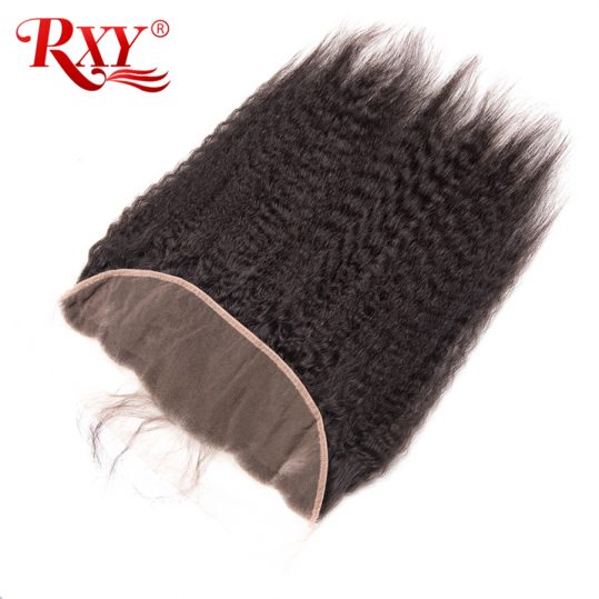 RXY Brazilian Kinky Straight Hair 13x4 Ear To Ear Lace Frontal Natural Color 100% Remy Human Hair Closure With Baby Hair