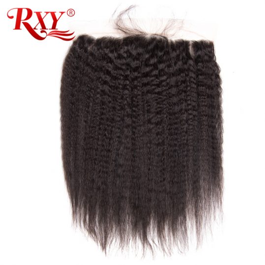 RXY Brazilian Kinky Straight Hair 13x4 Ear To Ear Lace Frontal Natural Color 100% Remy Human Hair Closure With Baby Hair