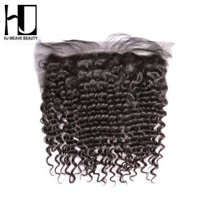 [HJ WEAVE BEAUTY] Lace Frontal Closure Brazilian Deep Wave Remy Hair 13*4 Swiss Lace 100% Human Hair Free Shipping