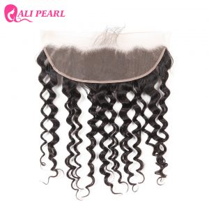 AliPearl Hair Brazilian Water Wave Lace Frontal 13X4 with Baby Hair Human Hair Natural Hairline Color 1b Remy Hair Free Shipping