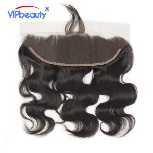 VIPbeauty Brazilian Body Wave Lace Frontal Closure Remy Hair 100% Human Hair 13x4 Ear To Ear PrePlucked Natural Hairline