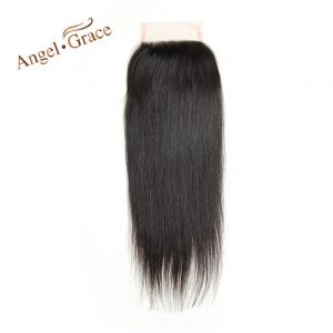 Angel Grace Hair Brazilian Straight Hair Lace Closure Free Part 100% Human Hair Natural Color Remy Hair Free Shipping