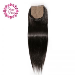 Slove Hair Silk Base Closure Straight Brazilian Remy Human Hair 4x4 Free Part Closure With Natural Baby Hair For Black Women