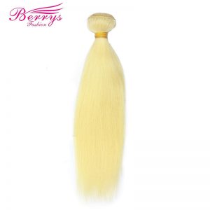 [Berrys Fashion] Blonde Straight Human Hair Extensions 100g Brazilian Hair Bundles 1PC/Lot Remy Hair  #613 Color 12-28 Inch