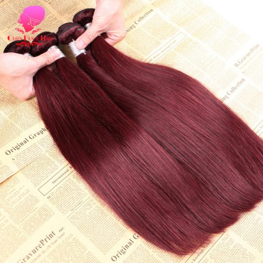 QUEEN BEAUTY HAIR Burgundy Brazilian Hair Weave Bundles Straight Remy Hair 99J Red Color Hair 12inch To 30inch Free Shipping