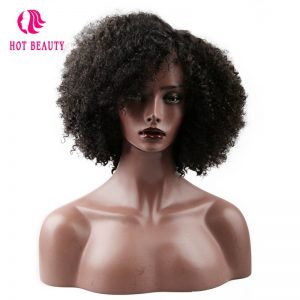Hot Beauty Hair Brazilian Kinky Curly Short Wig 250% Density 100% Remy Human Hair Can Be Dyed Natural Color With Top Lace Wigs