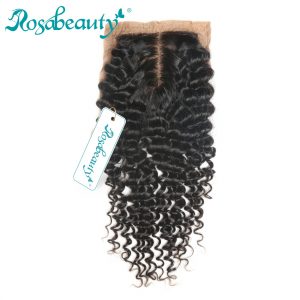 Rosabeauty Brazilian Remy Hair Deep Wave Silk Base Closure 100% Human Hair 4"*3.5" Siwss Lace with Bleached Knots Free Shipping