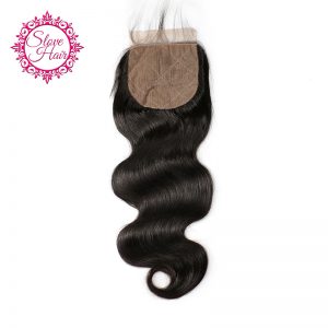 Slove Hair Brazilian Body Wave Silk Base Closure Free Part Remy Human Hair Closure Bleached Knots With Baby Hair Free Shipping