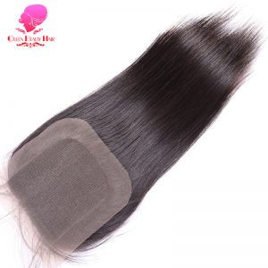 QUEEN BEAUTY HAIR Brazilian Straight Hair Closure 4x4 Remy Human Hair Free Part Lace Closure Bleached Knots With Baby Hair