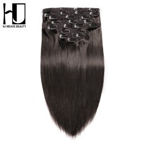[HJ WEAVE BEAUTY] Clip In Human Hair Extensions Straight Natural Color 10 Pieces/Set 140G Remy Hair 14-22 Inch