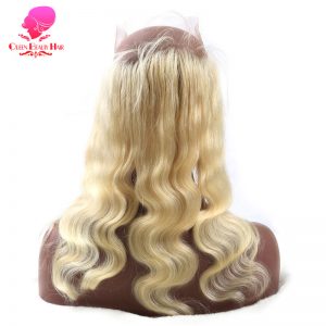 QUEEN BEAUTY HAIR Pre Plucked 613 Blonde 360 Lace Frontal Closure Body Wave Remy Brazilian Hair Full Lace Natural Hairline