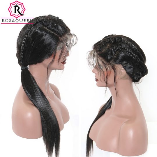 360 Lace Frontal Wig Pre Plucked With Baby Hair Brazilian Straight Lace Front Human Hair Wigs For Black Women Rosa Queen Remy