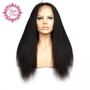 Slove Hair Kinky Straight 360 Lace Frontal Wigs ForWith Baby Hair Natural Color Brazilian Remy Hair 100% Human Hair 150% Density