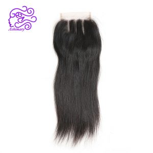 Ashimary Hair Straight Lace Closure Three Part 4x4Inch Brazilian Remy Hair Straight Closure 8"-20" 100% Human Hair Free Shipping