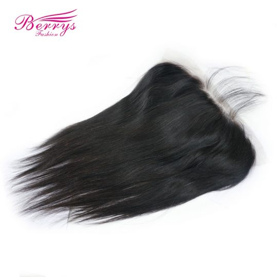 [Berrys Fashion]Straight Virgin Hair Lace Frontal Closure 13x6 Human Remy Hair Free Part Closure Natural Hairline with Baby Hair