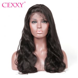 CEXXY Lace Front Wig Body Wave 100% Human Hair Natural Color Brazilian Remy Hair Free Shipping