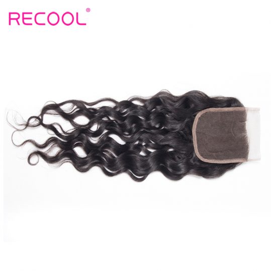 Lace Closure Brazilian Hair Wet and Wavy Human Hair Closure Natural Color 4*4 inch Free Part Lace Closure Can be bleached knots
