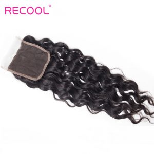 Lace Closure Brazilian Hair Wet and Wavy Human Hair Closure Natural Color 4*4 inch Free Part Lace Closure Can be bleached knots