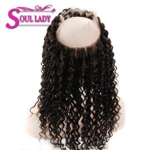 Soul Lady 360 Lace Frontal Brazilian Deep Wave Human Hair Free Part Pre-plucked Closure Swiss Lace Remy Hair 1Piece 10-20inch