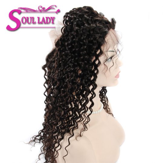 Soul Lady 360 Lace Frontal Brazilian Deep Wave Human Hair Free Part Pre-plucked Closure Swiss Lace Remy Hair 1Piece 10-20inch
