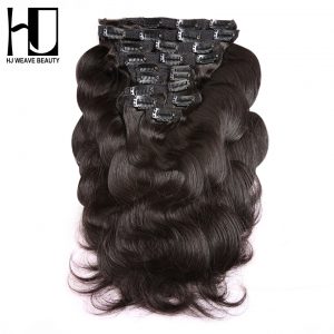 [HJ WEAVE BEAUTY] Clip In Human Hair Extensions Body Wave 140G Remy Hair Natural Color 10 Pieces/Set 12-22 Inch