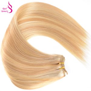 Real Beauty Ombre P27/613 Brazilian Straight Hair Bundles No Tangle Remy Hair Extensions Two Tone Hair Weave Tissage Bresilienne
