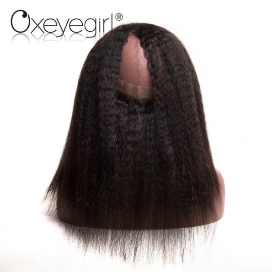 [Oxeye girl] Brazilian Kinky Straight Pre Plucked 360 Lace Frontal With Baby Hair Remy Human Hair Bundles Swiss Lace Closure